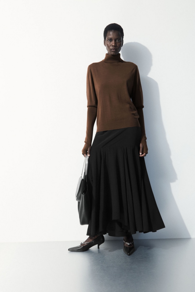 Women's COS The Wool Roll-Neck Sweaters Dark Brown NZ-75NFKYAIL