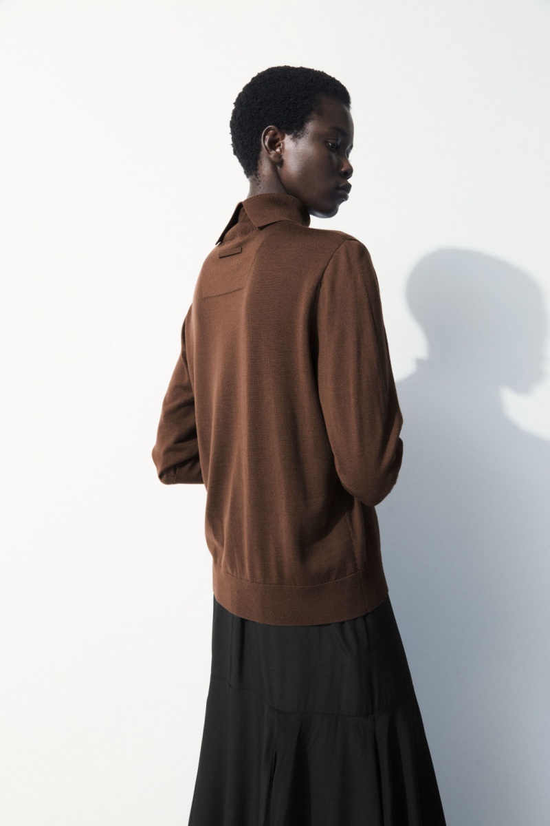 Women's COS The Wool Roll-Neck Sweaters Dark Brown NZ-75NFKYAIL