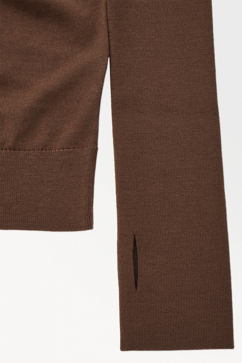 Women's COS The Wool Roll-Neck Sweaters Dark Brown NZ-75NFKYAIL