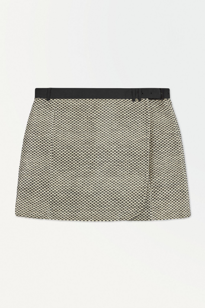 Women's COS Theed Raffia Mini Skirt Beige / Black NZ-10DQOWGML