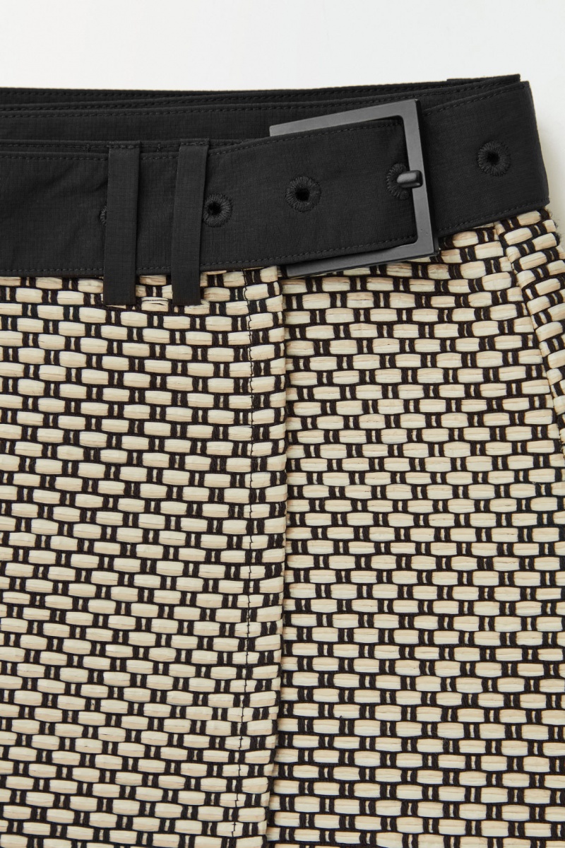 Women's COS Theed Raffia Mini Skirt Beige / Black NZ-10DQOWGML