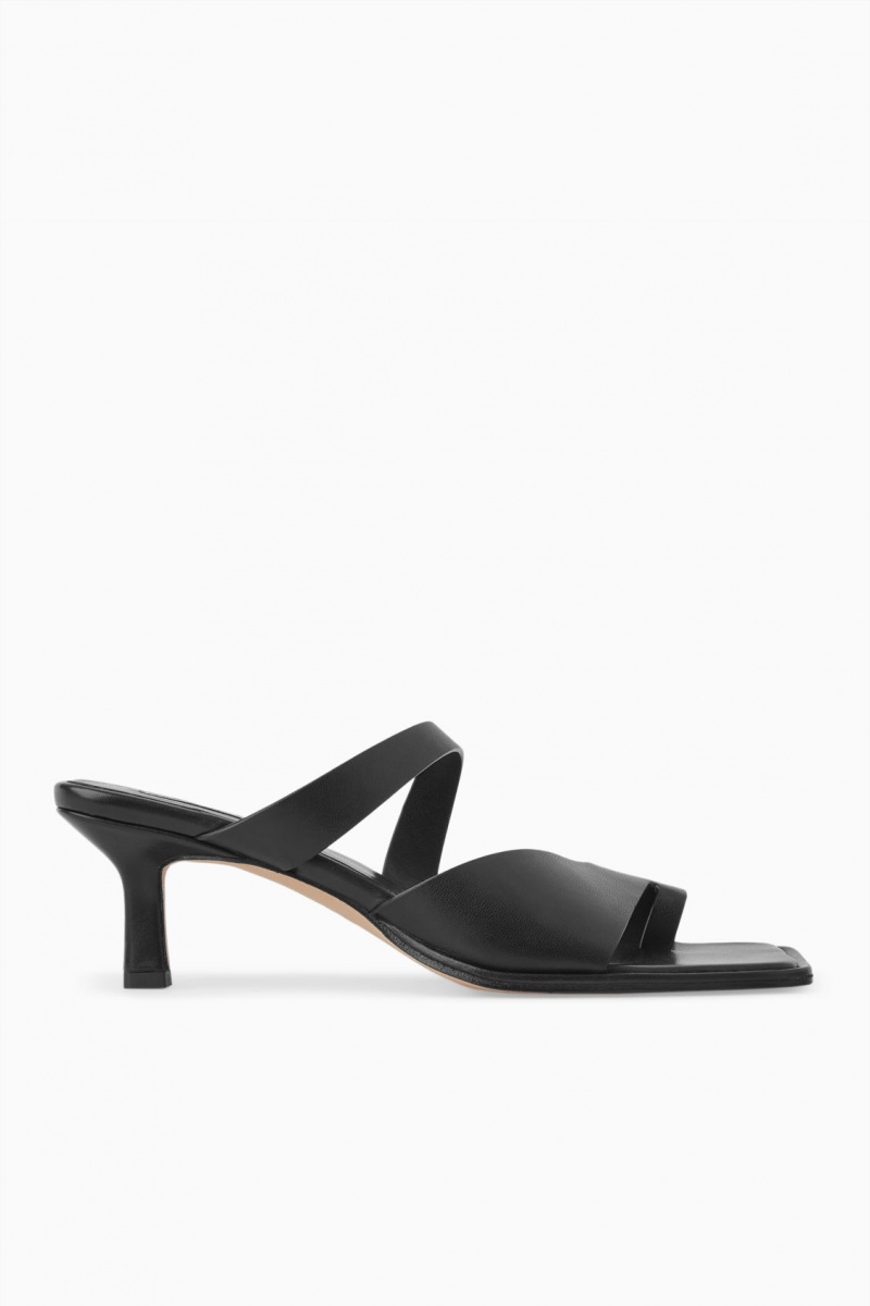 Women's COS Toe-Thong Heeled Sandals Black NZ-48TEYUVID
