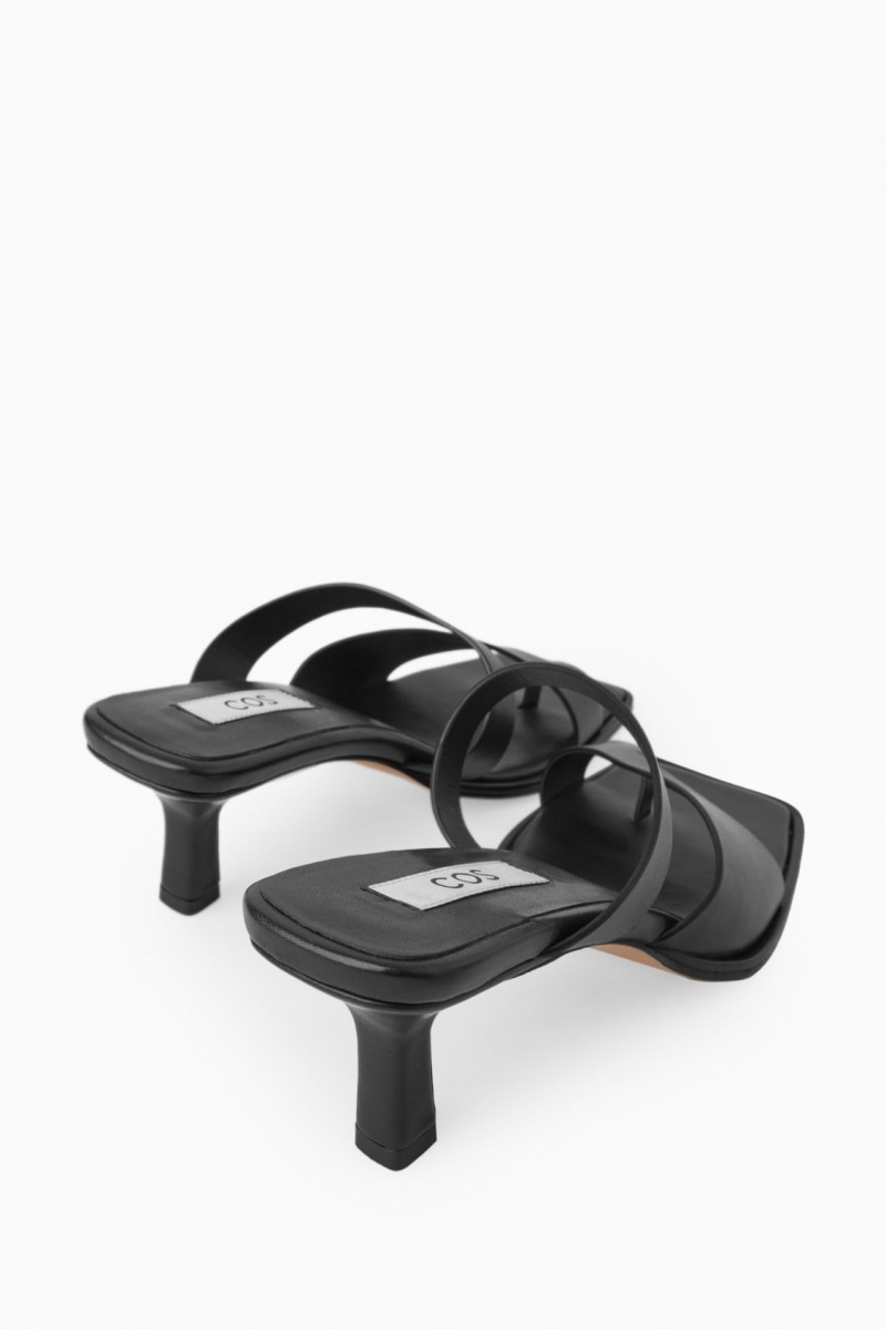 Women's COS Toe-Thong Heeled Sandals Black NZ-48TEYUVID