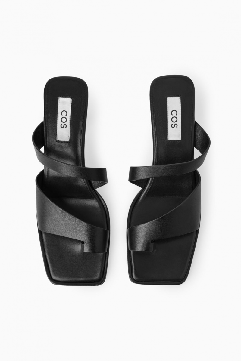 Women's COS Toe-Thong Heeled Sandals Black NZ-48TEYUVID