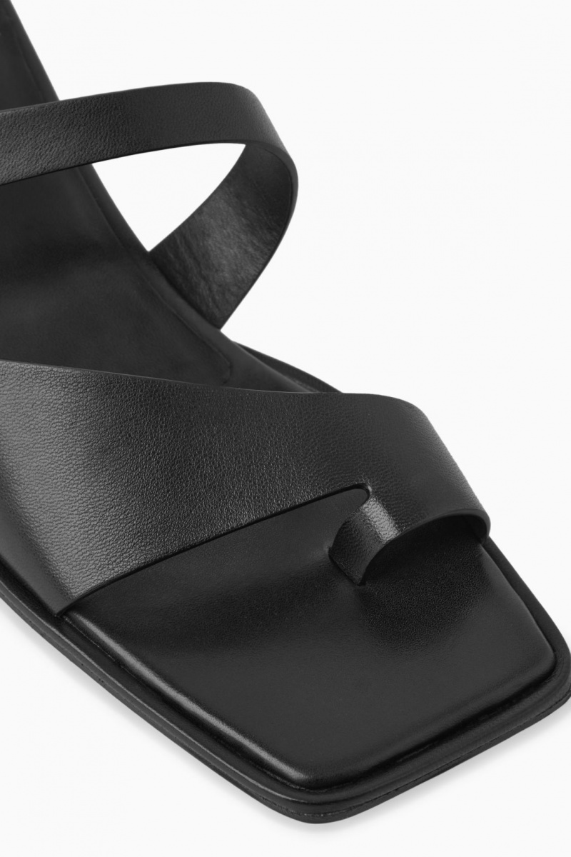 Women's COS Toe-Thong Heeled Sandals Black NZ-48TEYUVID