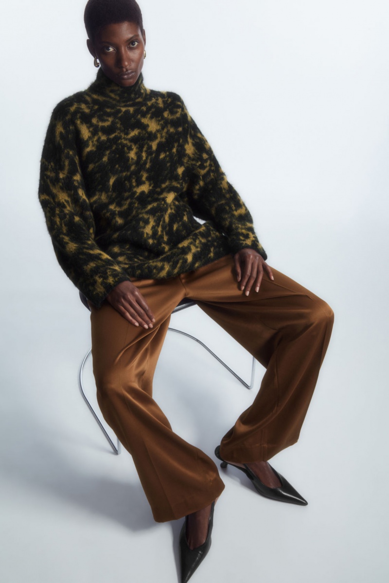 Women's COS Tortoiseshell-Jacquard Alpaca-Blend Jumpers Beige / Black NZ-82NUIGVQR