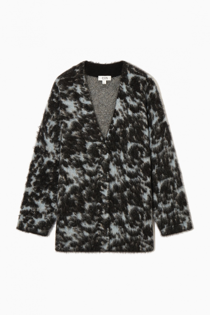 Women's COS Tortoiseshell-Jacquard Alpaca-Blend Cardigan Blue NZ-42IWOEHTN