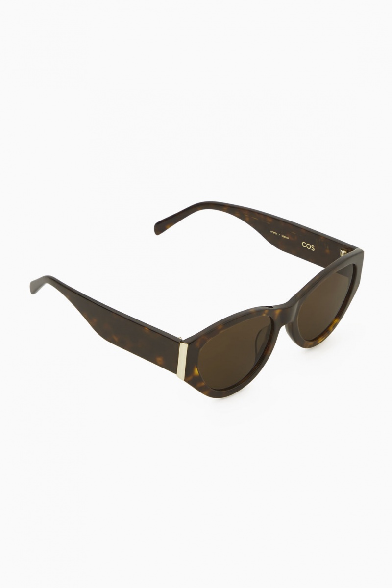 Women's COS Tortoiseshell Cat-Eye Sunglasses Brown NZ-15LVTORCE