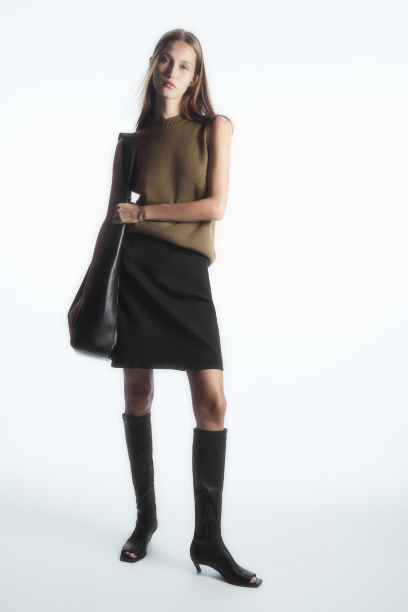 Women's COS Twill Mini Skirt Black NZ-47TRZEAYO