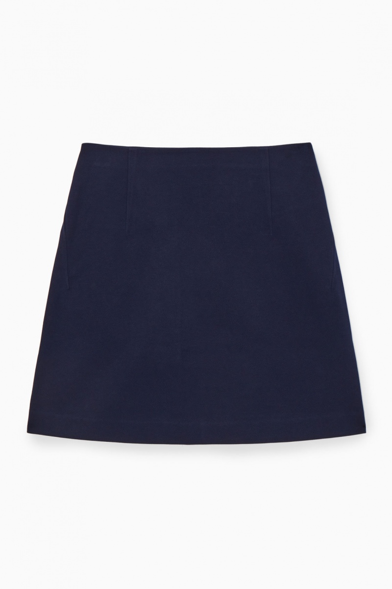 Women's COS Twill Mini Skirt Navy NZ-62UOCHMPF