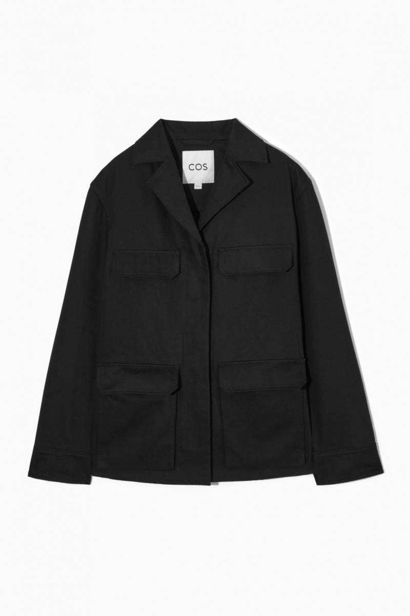 Women's COS Twill Utility Jackets Black NZ-93NTBXQDR