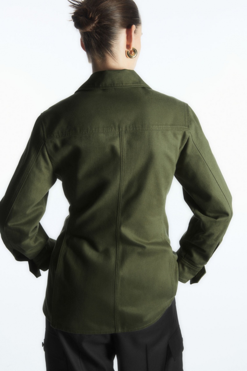 Women's COS Twill Utility Jackets Khaki Green NZ-56LJTEYZQ