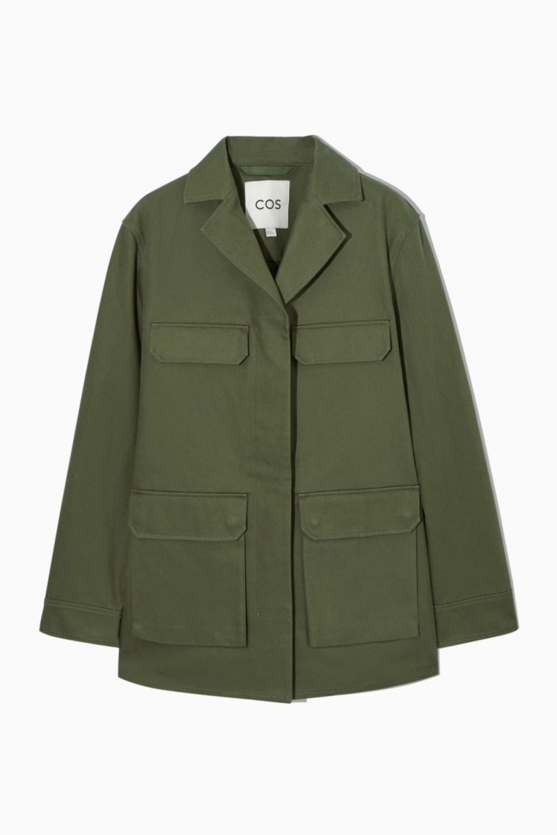 Women's COS Twill Utility Jackets Khaki Green NZ-56LJTEYZQ