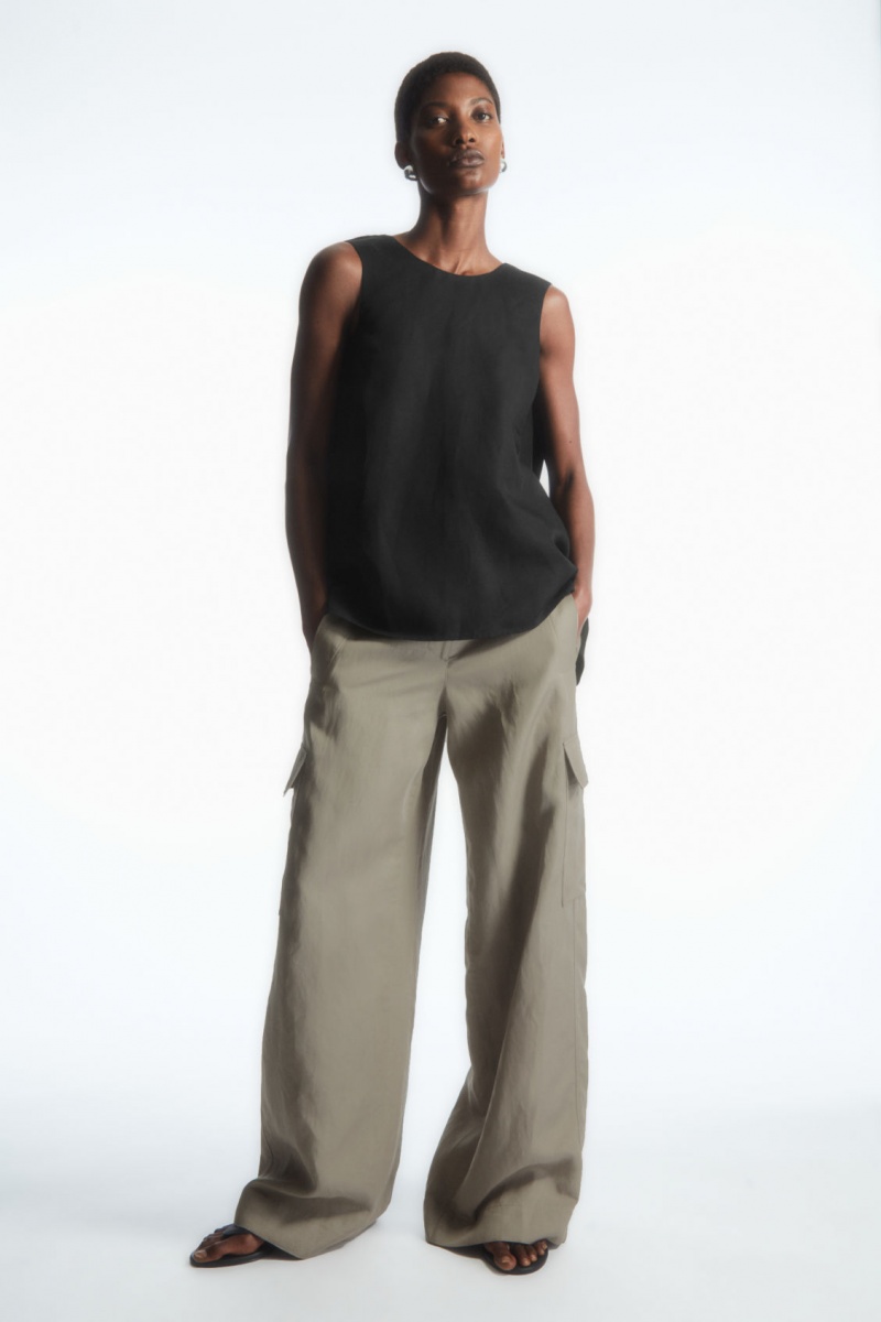 Women's COS Twist-Back Sleeveless Tops Black NZ-34DUAIQYX