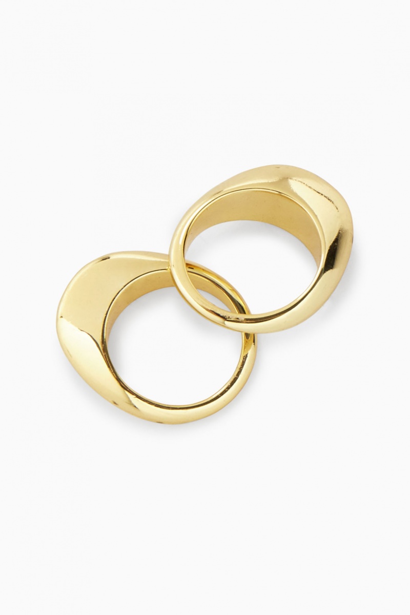 Women's COS Two-Pack Domed Rings Gold NZ-98GMDZNTU