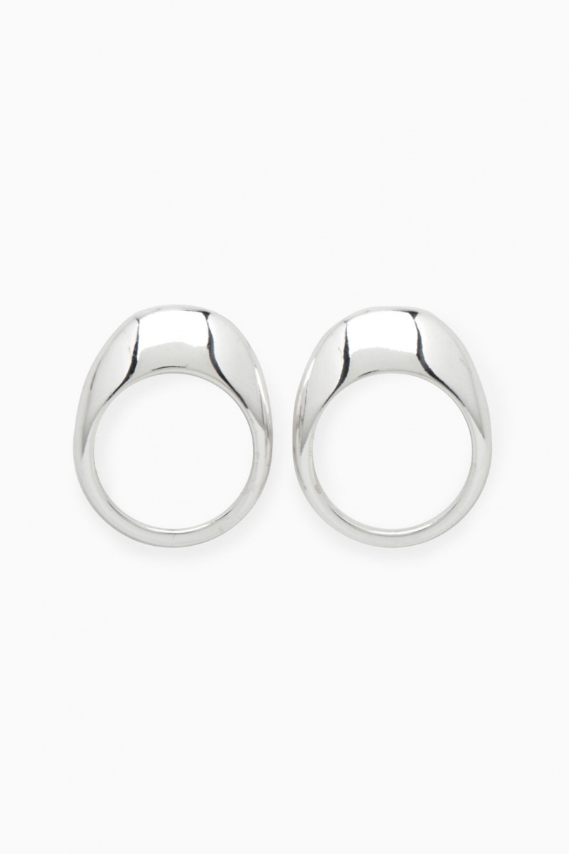 Women's COS Two-Pack Domed Rings Silver NZ-71ADZIQHE