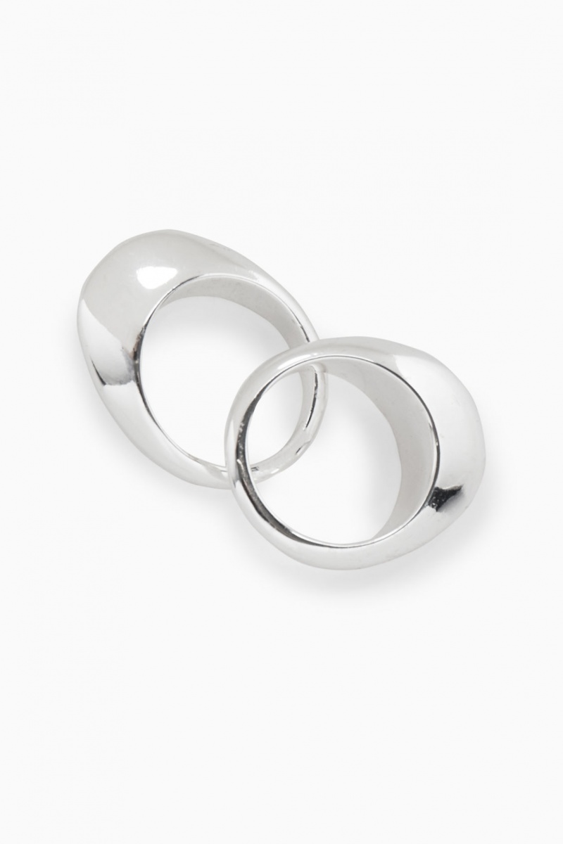 Women's COS Two-Pack Domed Rings Silver NZ-71ADZIQHE