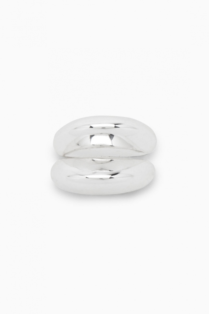 Women's COS Two-Pack Domed Rings Silver NZ-71ADZIQHE