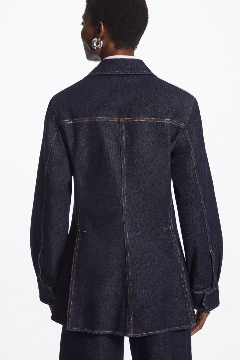 Women's COS Utility-Style Denim Jackets Indigo NZ-58LQCKMGH