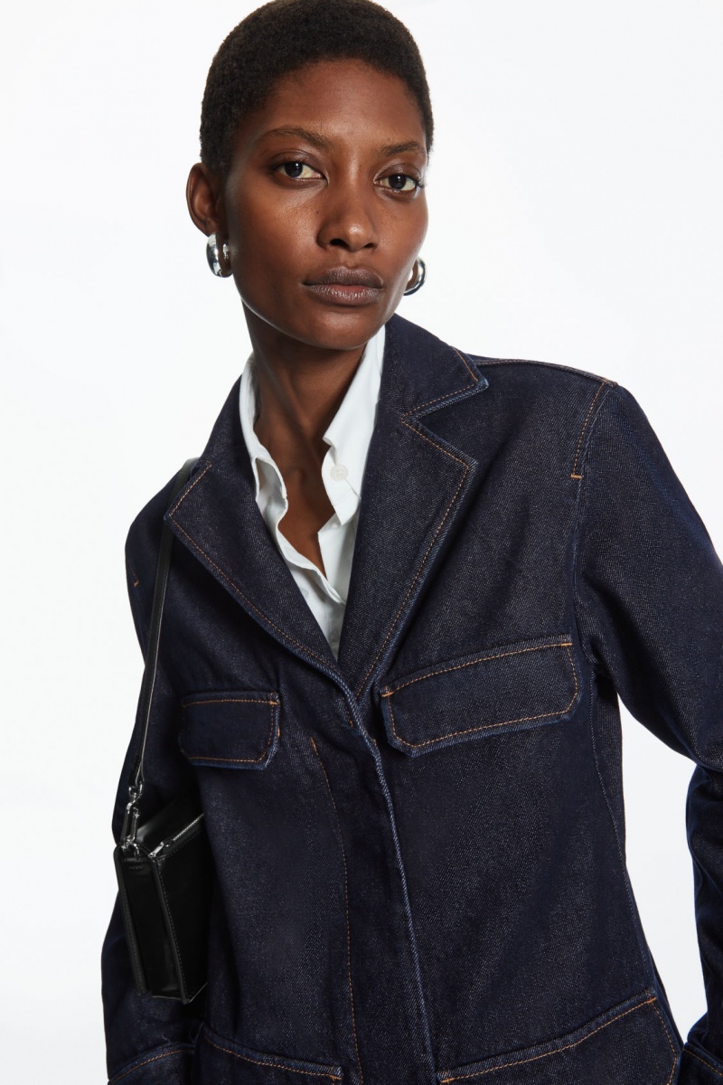 Women's COS Utility-Style Denim Jackets Indigo NZ-58LQCKMGH