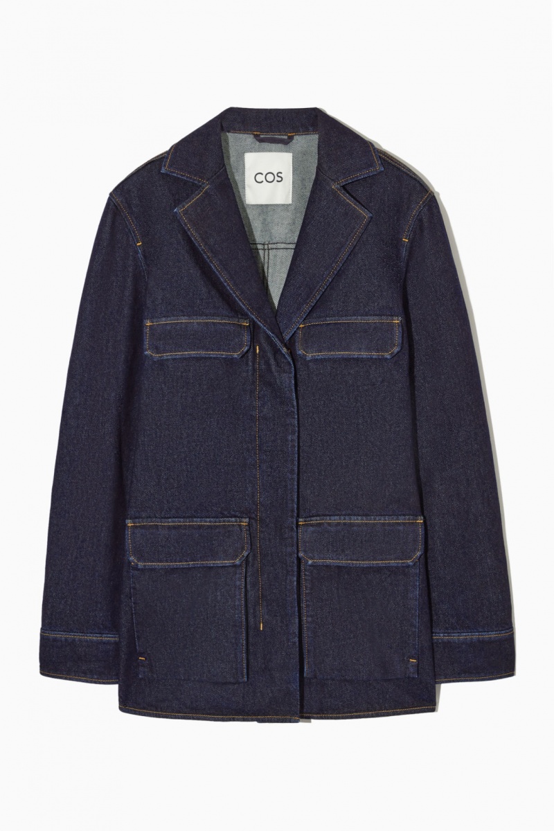 Women's COS Utility-Style Denim Jackets Indigo NZ-58LQCKMGH