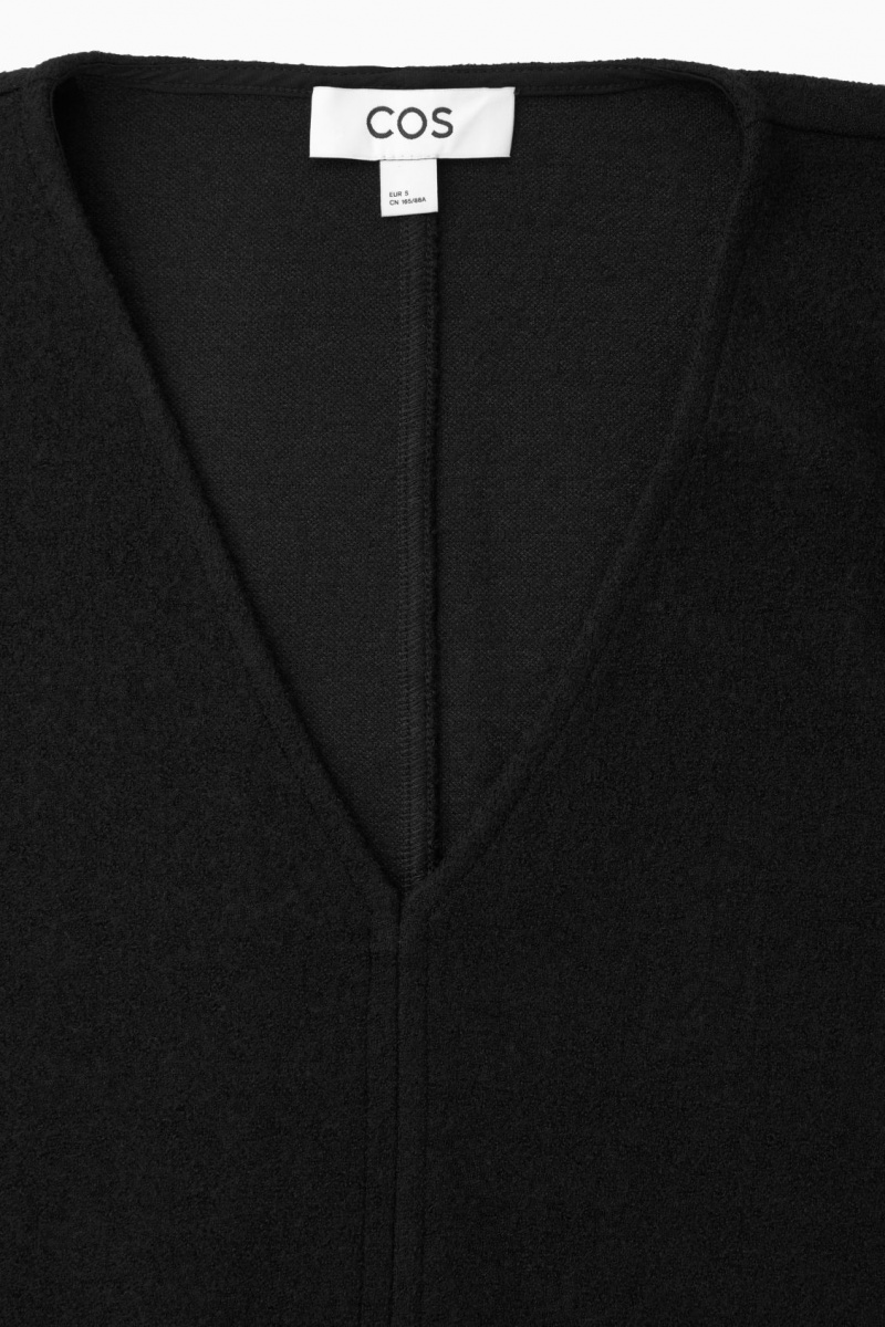 Women's COS V-Neck Boiled-Wool Sweaters Black NZ-14ELUPTXS