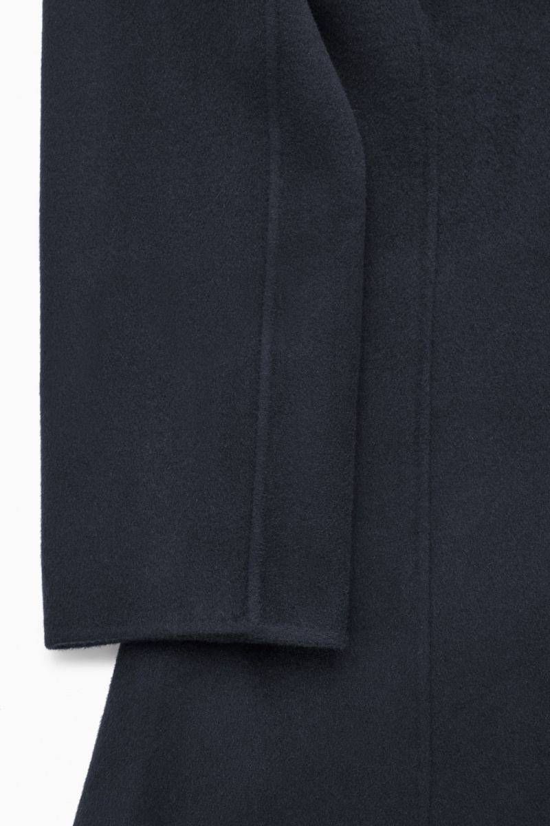 Women's COS V-Neck Double-Faced Wool Dress Navy NZ-47JRHUXQL