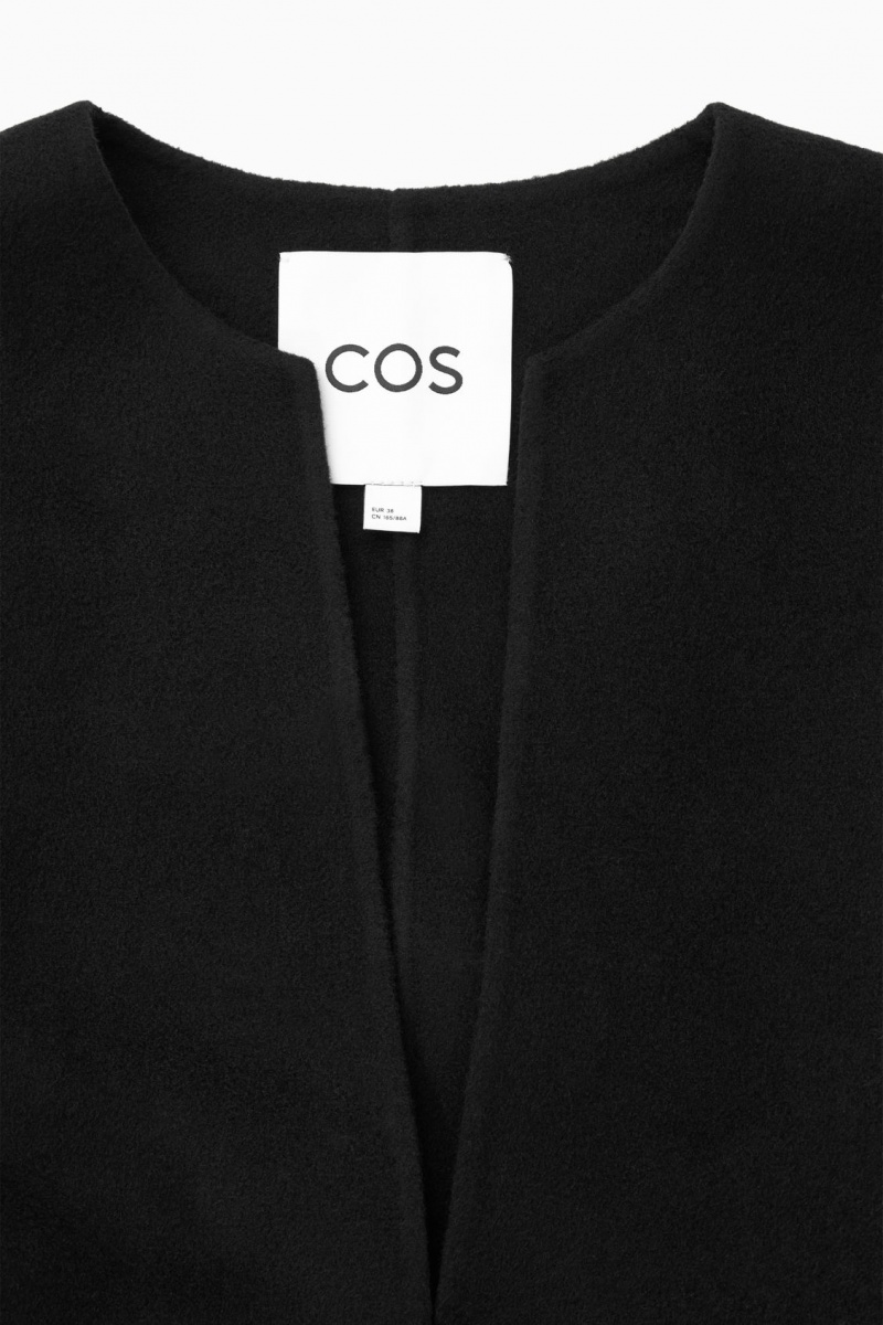 Women's COS V-Neck Double-Faced Wool Dress Black NZ-94LSMVTHI