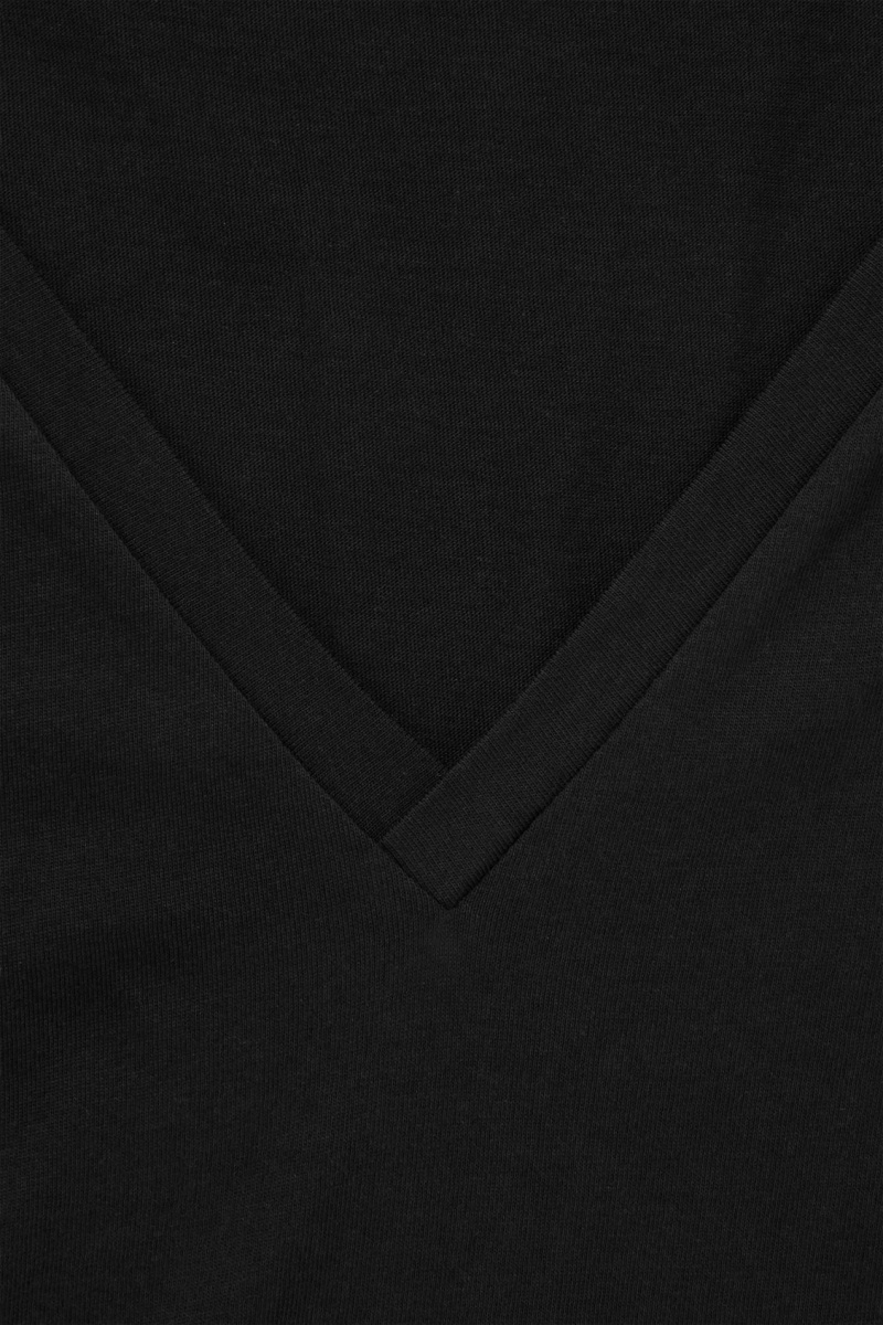 Women's COS V-Neck T-Shirt Black NZ-91UDMHQLF