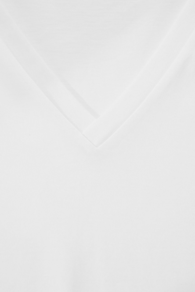 Women's COS V-Neck T-Shirt White NZ-20PGDWZBF