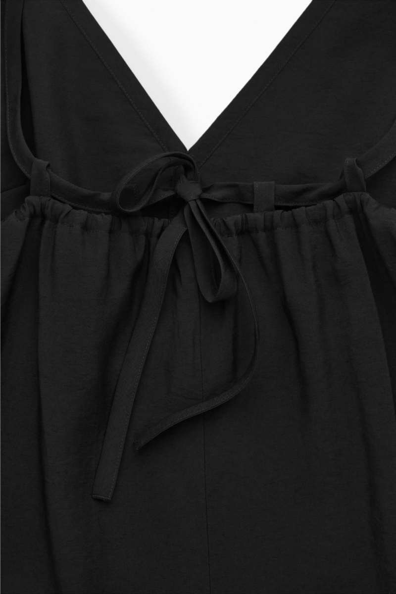 Women's COS V-Neck Wide-Leg Jumpsuit Black NZ-52OFDRBJW