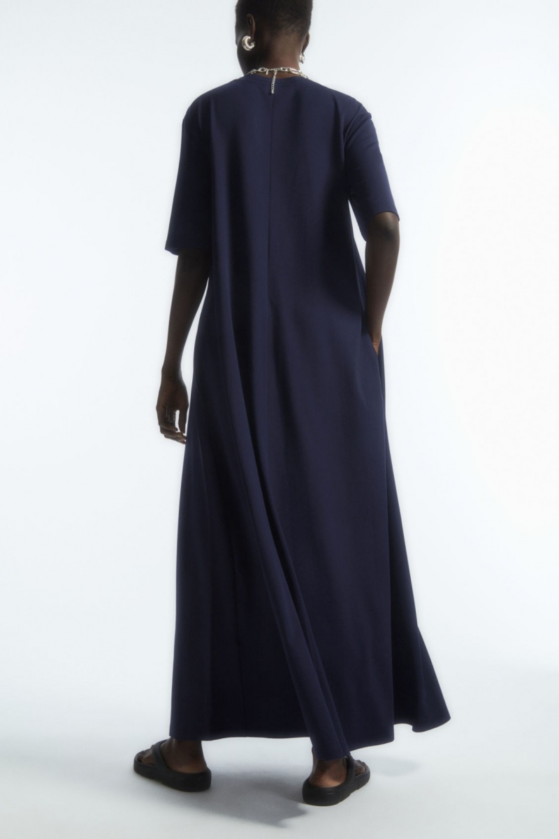Women's COS Voluminous Maxi T-Shirt Dress Navy NZ-93QIVXWEB