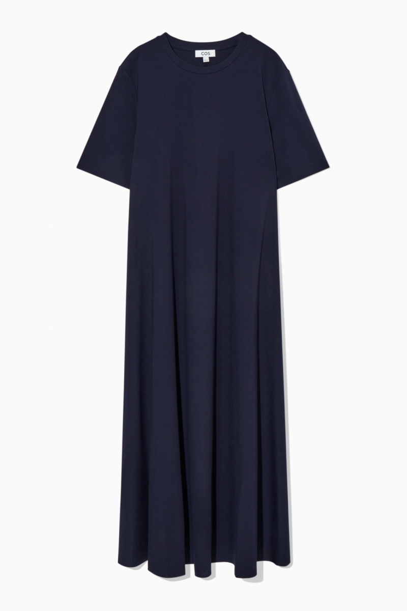 Women's COS Voluminous Maxi T-Shirt Dress Navy NZ-93QIVXWEB