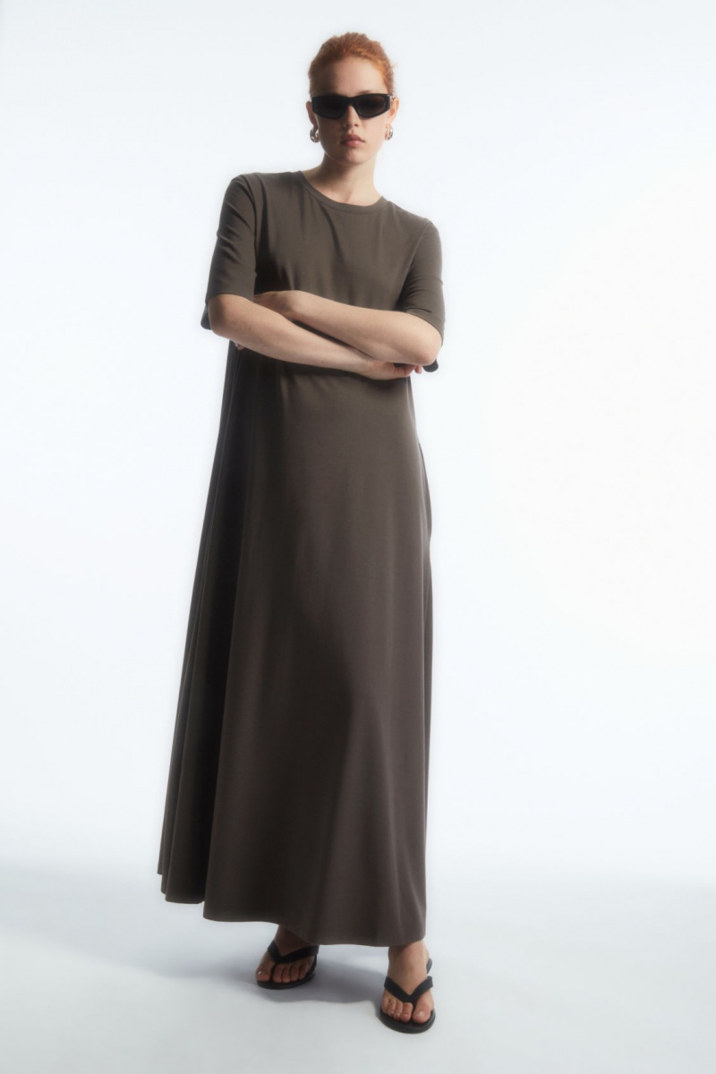 Women\'s COS Voluminous Maxi T-Shirt Dress Brown NZ-80NXQCJHE