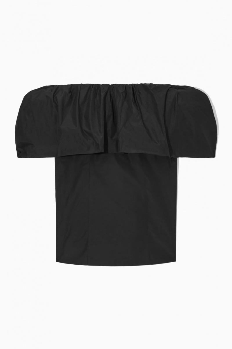 Women's COS Voluminous Off-The-Shoulder Tops Black NZ-84BAOLYVJ