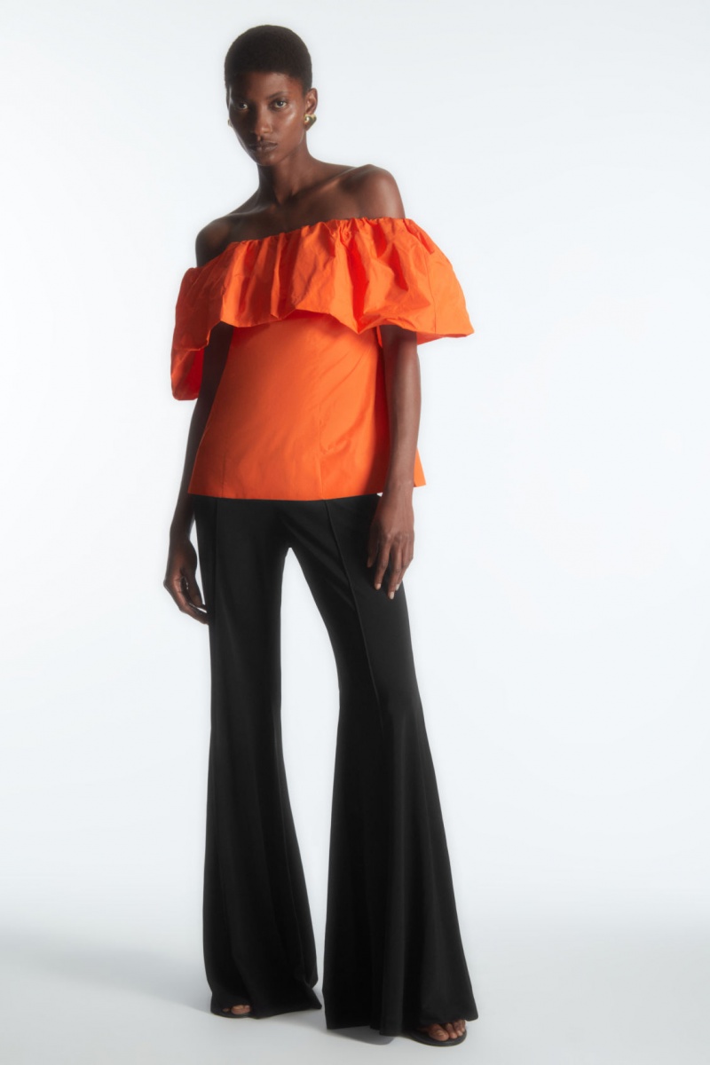 Women's COS Voluminous Off-The-Shoulder Tops Light Orange NZ-73TPCODAB