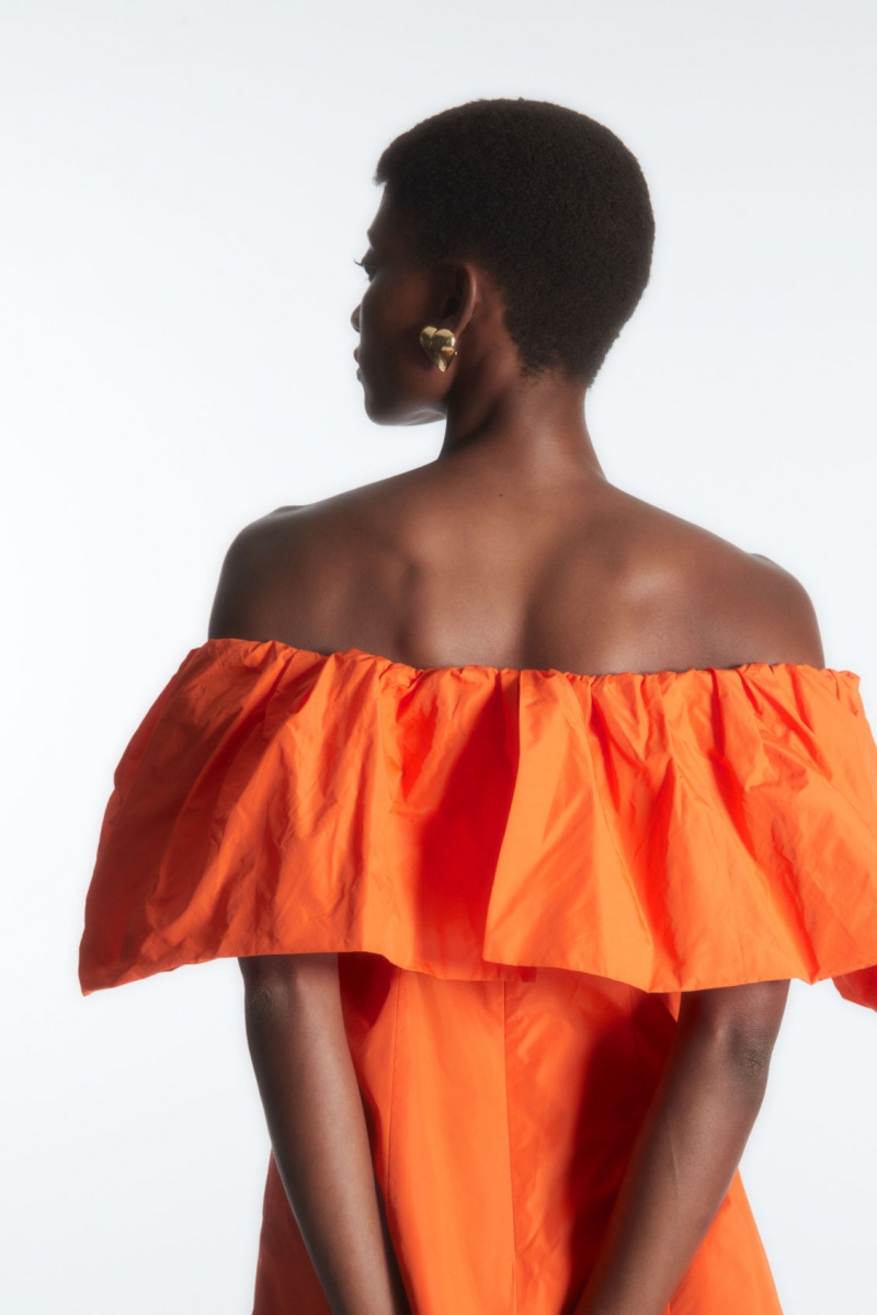 Women's COS Voluminous Off-The-Shoulder Tops Light Orange NZ-73TPCODAB