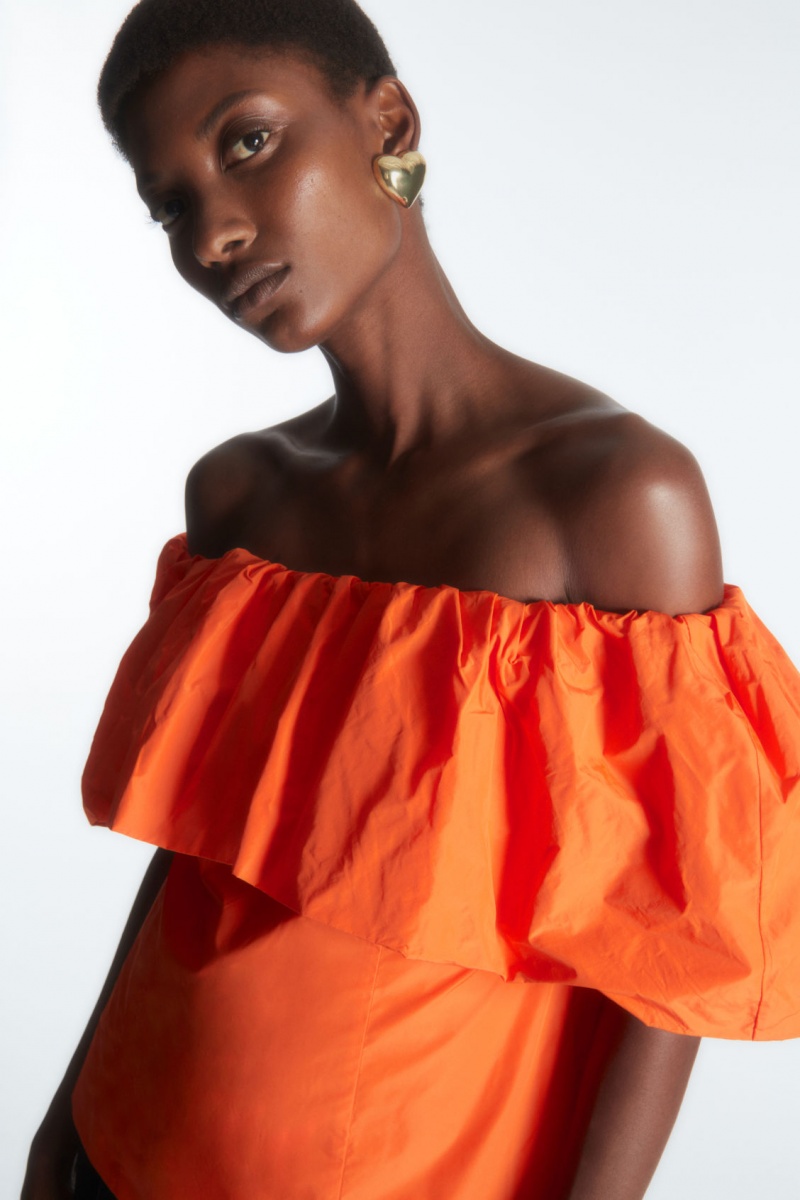 Women's COS Voluminous Off-The-Shoulder Tops Light Orange NZ-73TPCODAB