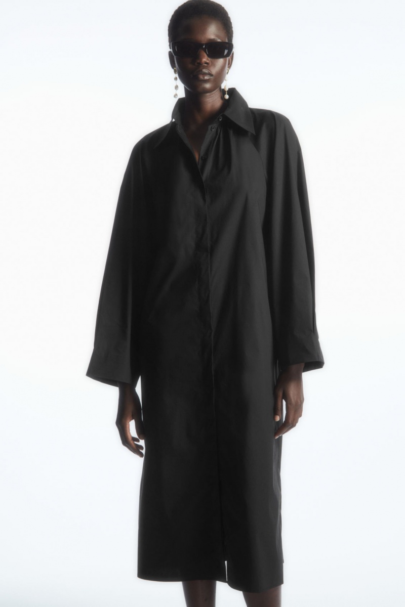 Women's COS Voluminoused Midi Dress Black NZ-81TFLXJQM