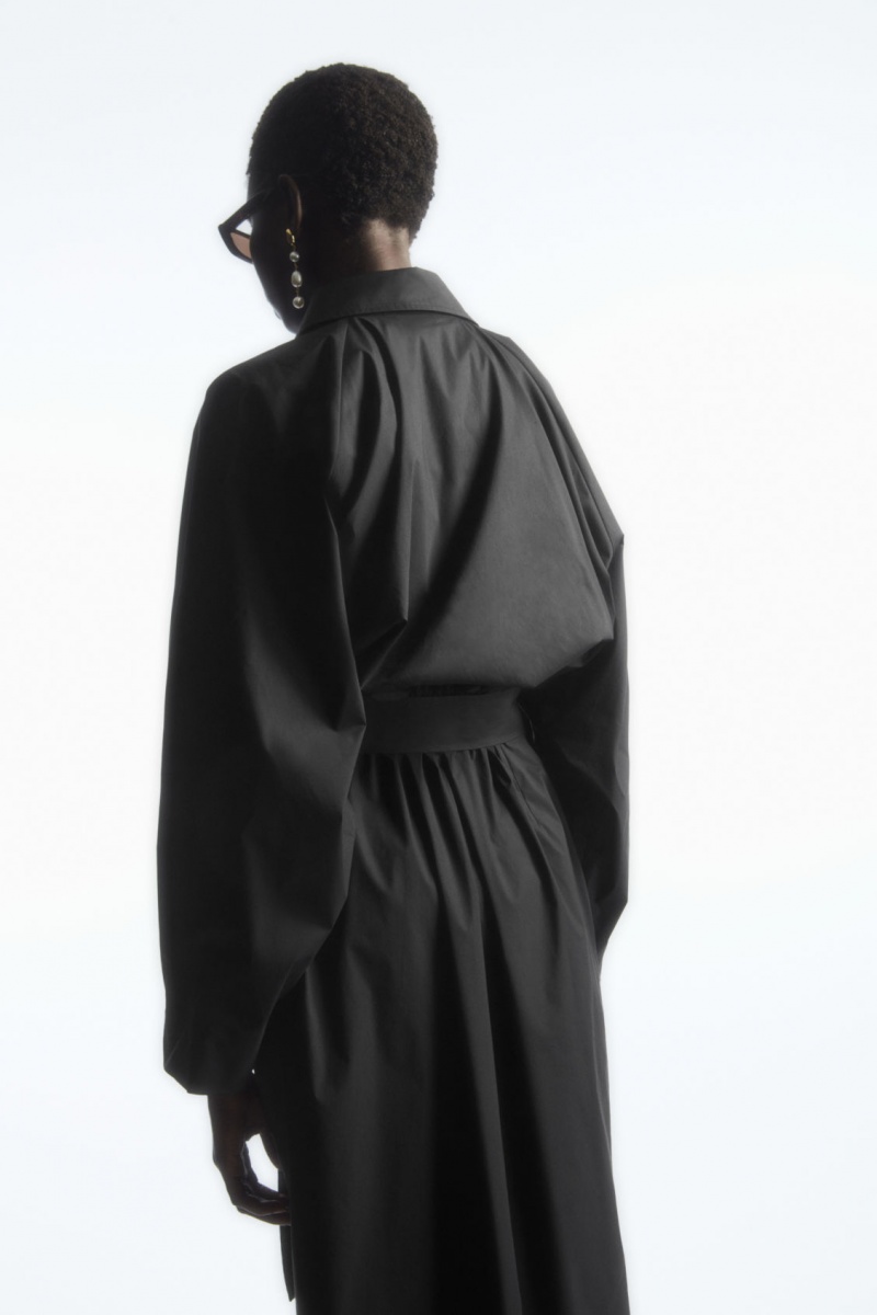 Women's COS Voluminoused Midi Dress Black NZ-81TFLXJQM