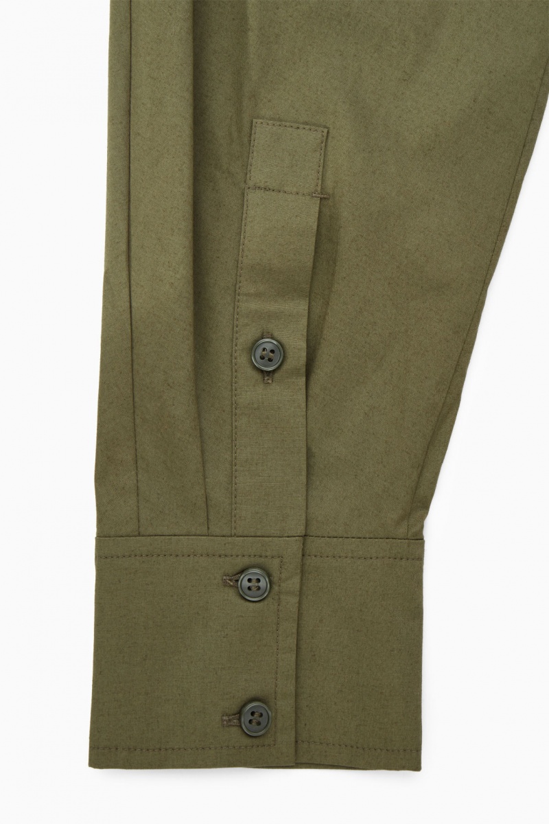 Women's COS Waisted Midi Dress Khaki Green NZ-53TSCHYMN