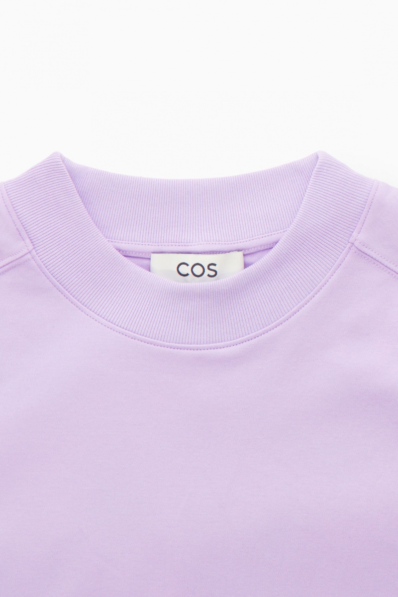 Women's COS Waisted Mock-Neck T-Shirt Light Purple NZ-29VJWRATU