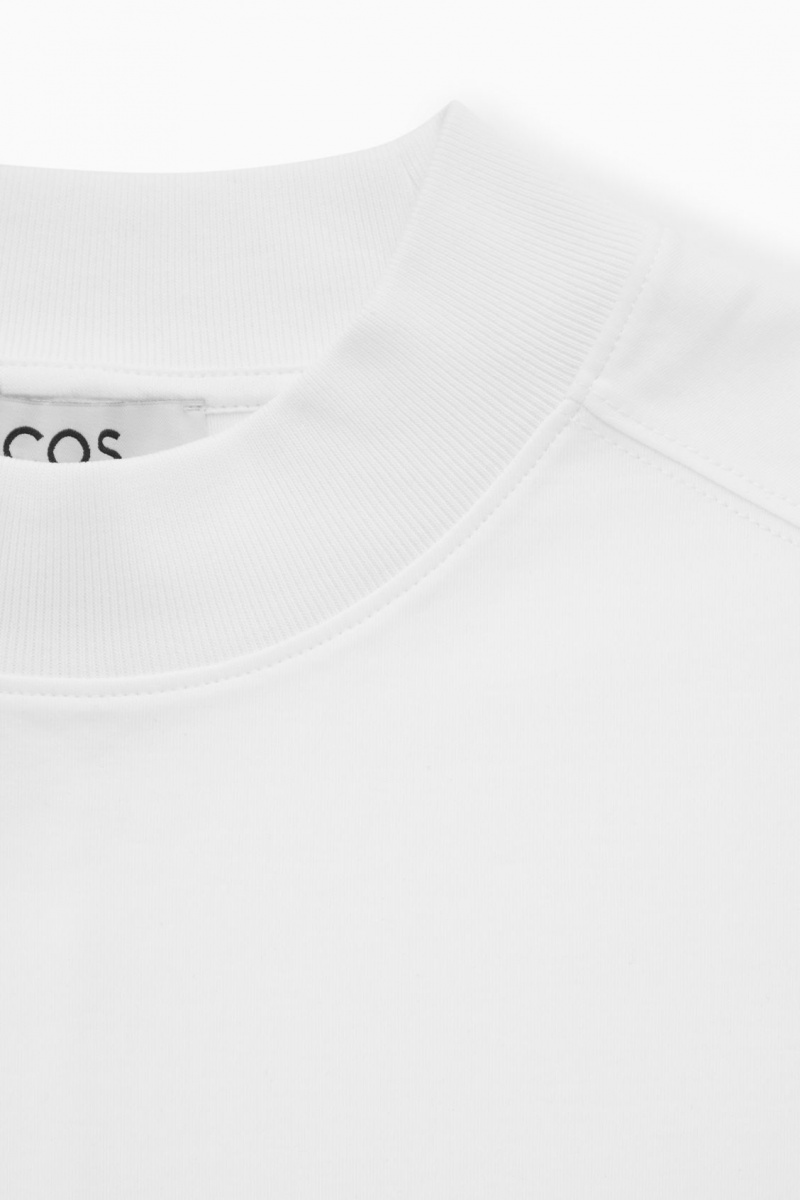 Women's COS Waisted Mock-Neck T-Shirt White NZ-28WBVXQCP