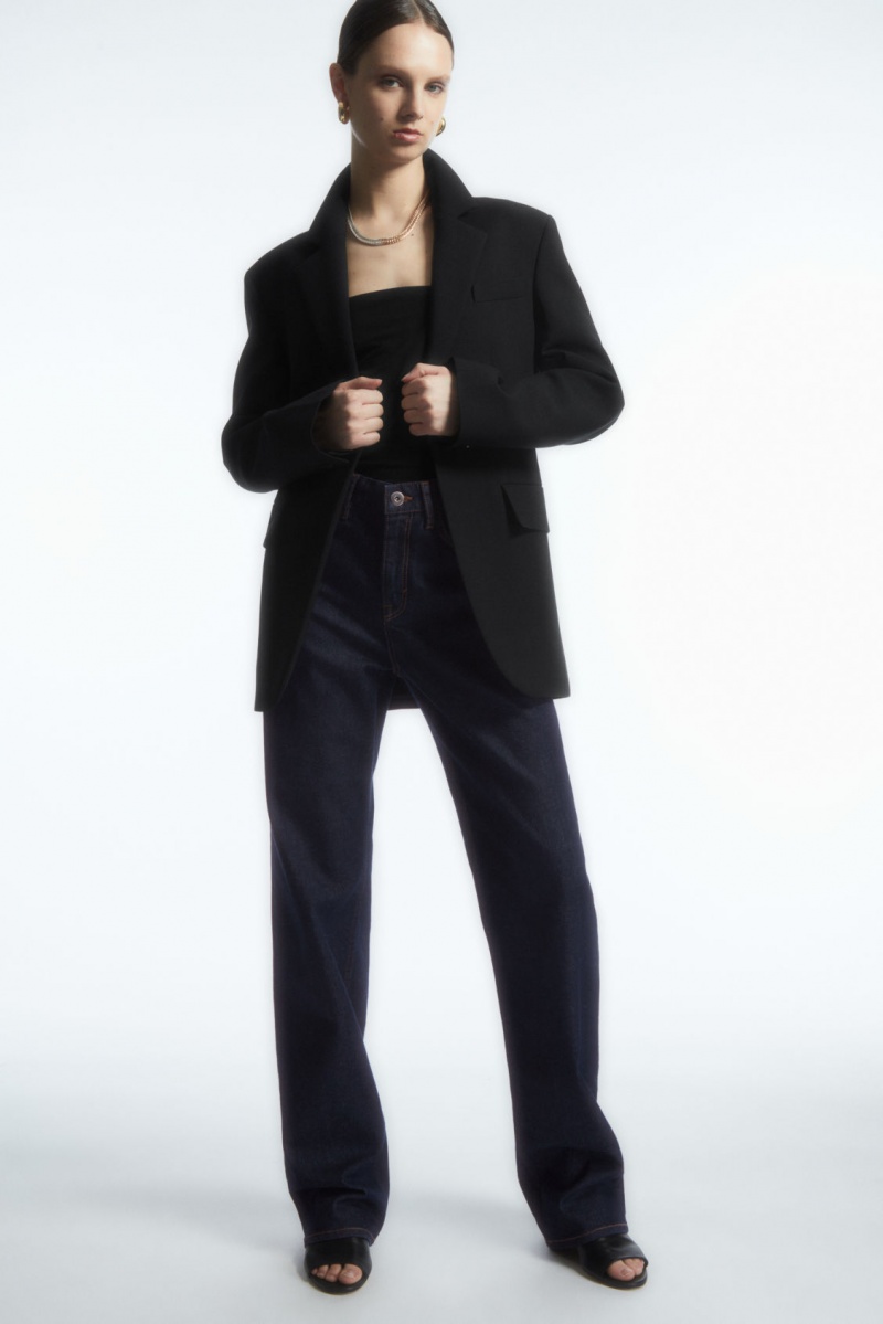 Women's COS Waisted Wool-Blend Blazer Black NZ-23LXNMCWT