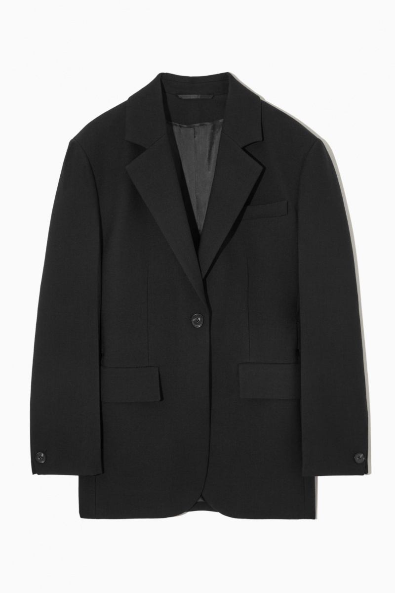 Women's COS Waisted Wool-Blend Blazer Black NZ-23LXNMCWT