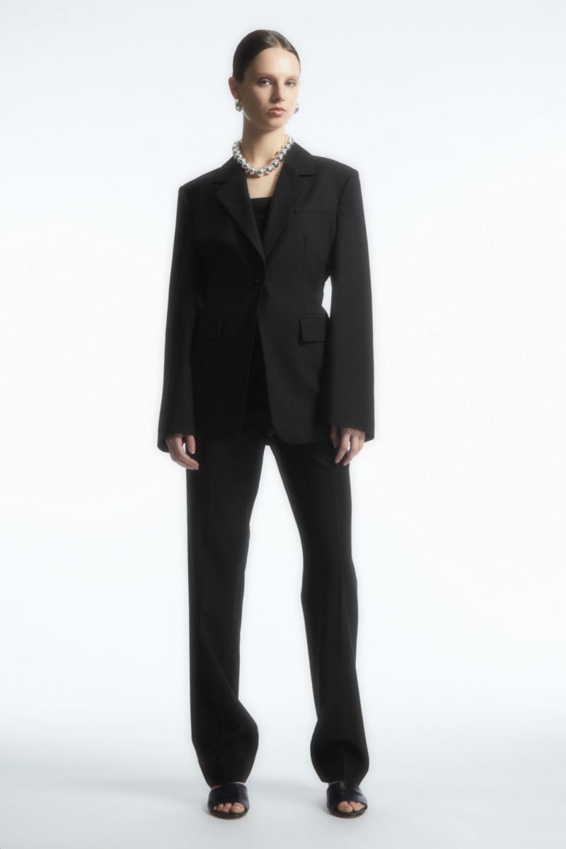 Women's COS Waisted Wool Blazer Black NZ-94ULHPSMG