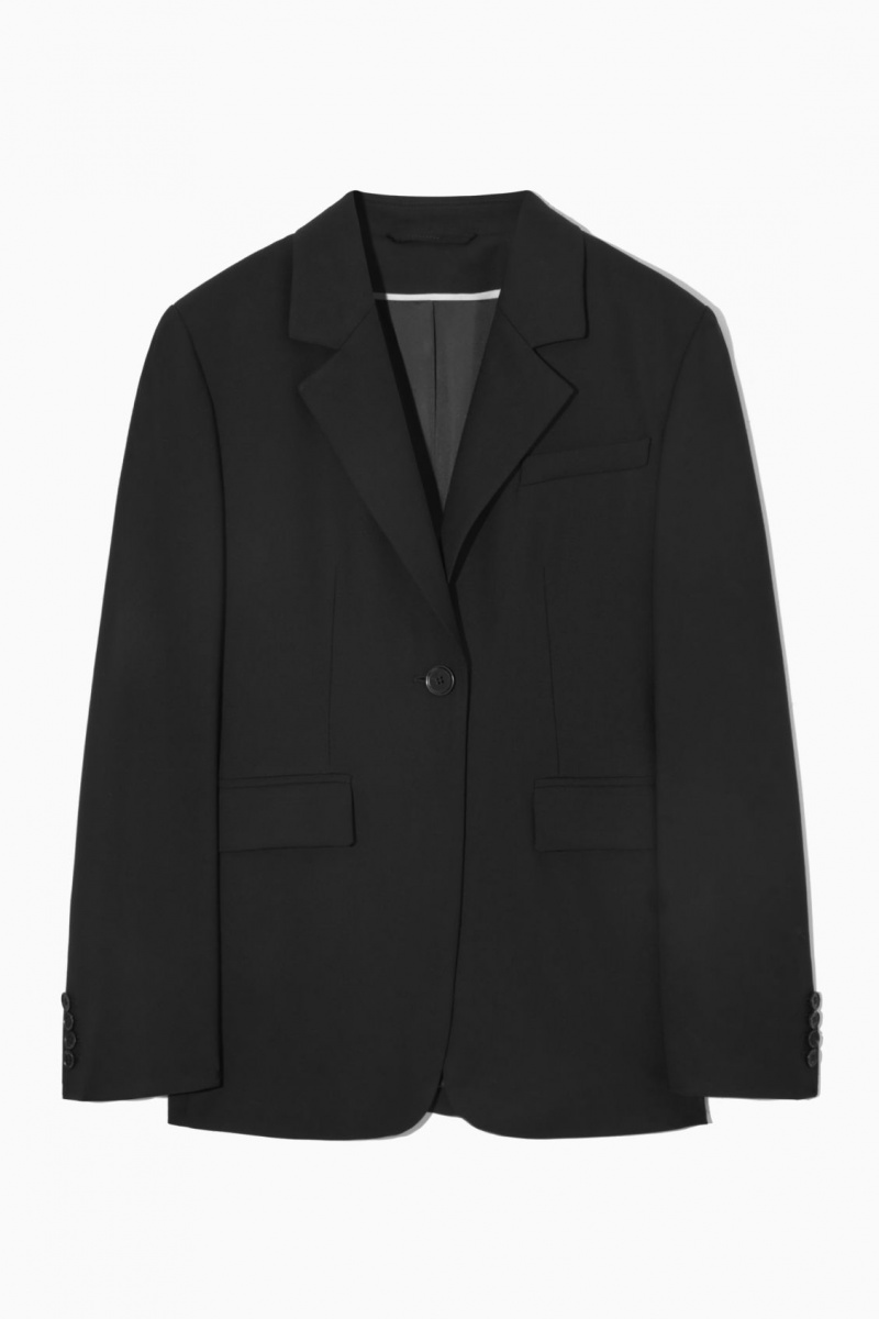 Women's COS Waisted Wool Blazer Black NZ-94ULHPSMG