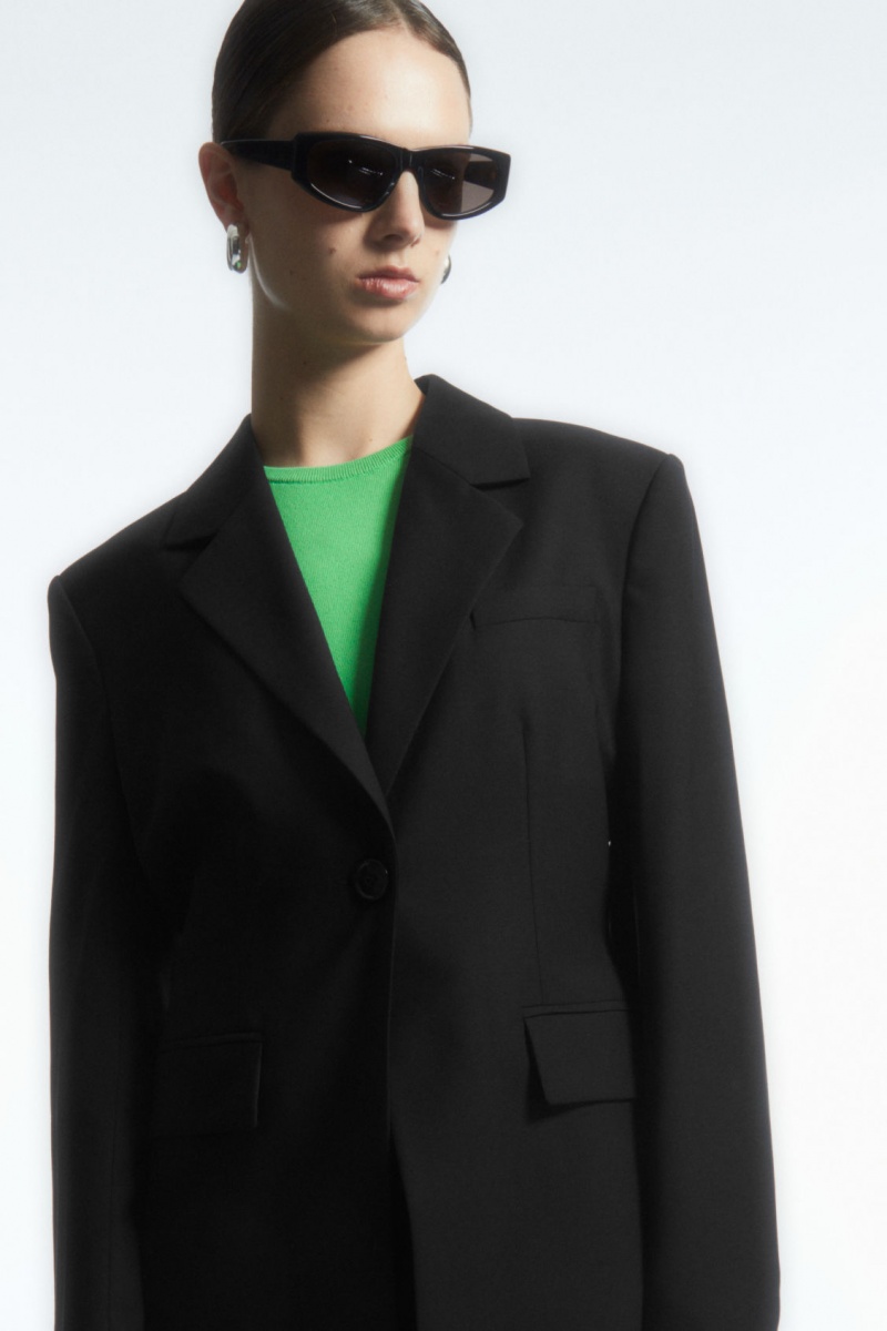 Women\'s COS Waisted Wool Blazer Black NZ-94ULHPSMG