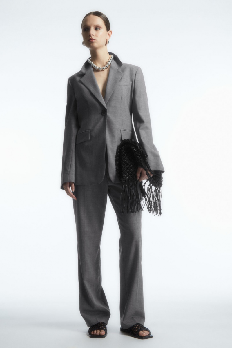 Women's COS Waisted Wool Blazer Dark Grey NZ-58OHDNQLM