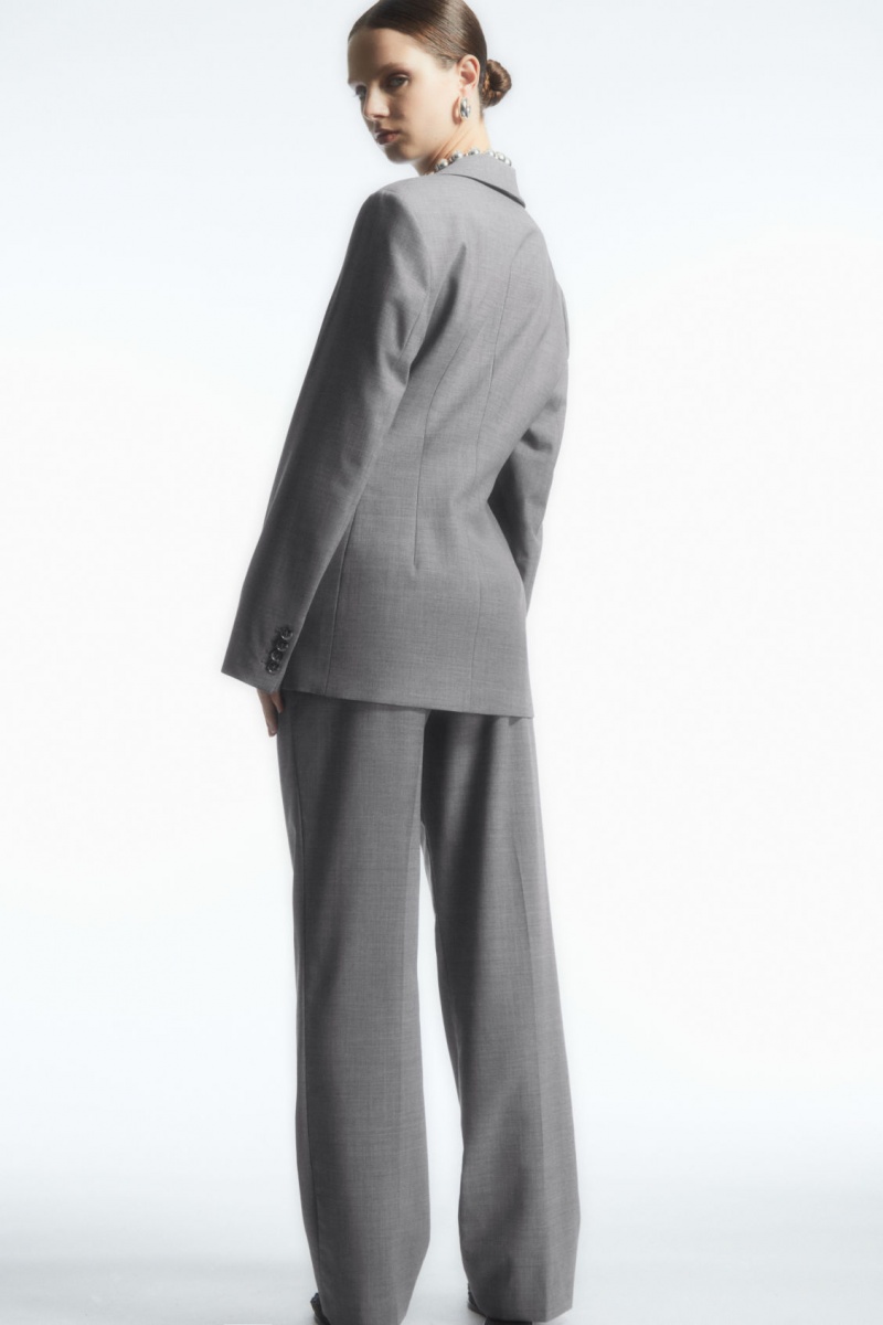 Women's COS Waisted Wool Blazer Dark Grey NZ-58OHDNQLM